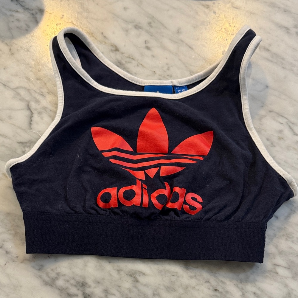 Adidas Navy Sports Bra with Red Logo